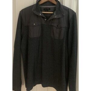 Banana Republic Sweater Mens XL/TG/EEG Long Sleeve Gray Pockets Henley Heritage